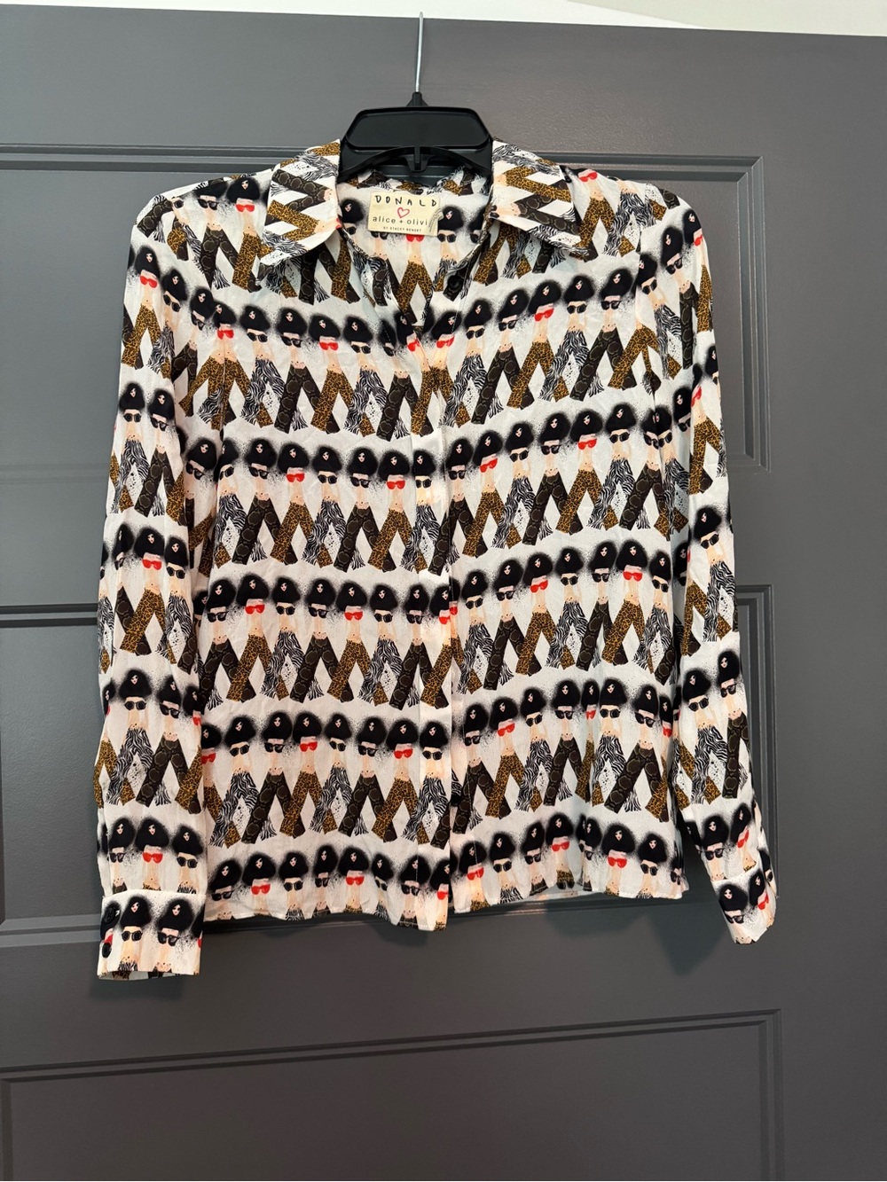 Alice + Olivia Multicolor Animal Print Button-Up Blouse
